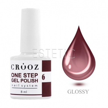 Однофазный гель-лак Crooz One Step Gel Polish 006 спелая вишня, 8 мл, 3в1 для педикюра