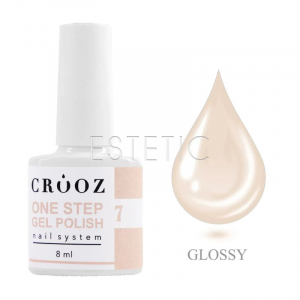 Однофазный гель-лак Crooz One Step Gel Polish 007 айвори молочно-кофейный нюд, 8 мл, 3в1 для педикюра