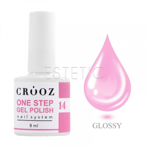 Однофазний гель-лак Crooz One Step Gel Polish 014 рожевий зефірний, 8 мл, 3в1 для педикюру