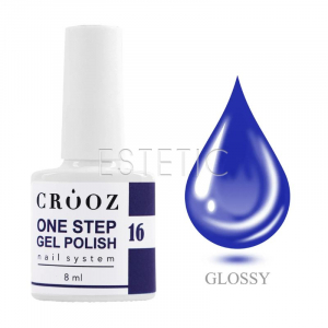 Однофазный гель-лак Crooz One Step Gel Polish 016 глубокий синий электрик, 8мл, 3в1 для педикюра