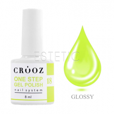 Однофазный гель-лак Crooz One Step Gel Polish 018 неоновый желтый лайм, 8 мл, 3в1 для педикюра