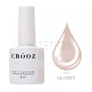Однофазный гель-лак Crooz One Step Gel Polish 021 пастельный пыльно-розовый нюд, 8 мл 3в1 для педикюра