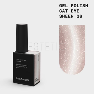 Гель-лак кошачий глаз Biblioteka Cat Eye 028 Sheen кристальный теплый золотисто-бежевый, 10 мл
