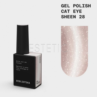 Гель-лак кошачий глаз Biblioteka Cat Eye 028 Sheen кристальный теплый золотисто-бежевый, 10 мл