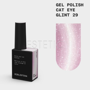 Гель-лак котяче око Biblioteka Cat Eye 029 Glint кристальный розово-бежевый, 10 мл