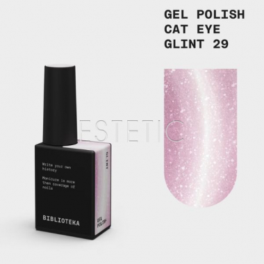 Гель-лак котяче око Biblioteka Cat Eye 029 Glint кристальный розово-бежевый, 10 мл