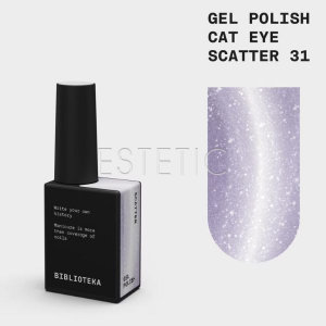 Гель-лак кошачий глаз Biblioteka Cat Eye 031 Scatter кристальный светло-нюдовый холодный, 10 мл