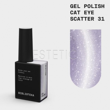 Гель-лак котяче око Biblioteka Cat Eye 031 Scatter кришталевий світло-ліловий холодний, 10 мл