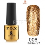Гель-лак F.O.X Brilliance №006 (золота бронза, блискітки), 6 мл