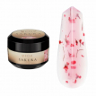 Гель для нарощування з сухоцвітами F.O.X Sakura builder gel 005 ніжно-рожевий з червоними квітами, 15 мл