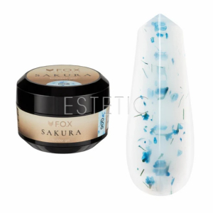 Гель для наращивания с сухоцветами F.O.X Sakura builder gel 006 молочный с синими цветами, 15 мл