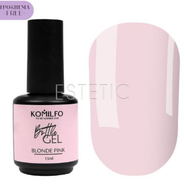 Жидкий гель для ногтей Komilfo Bottle Gel Blonde Pink пастельно-розовый, 15 мл