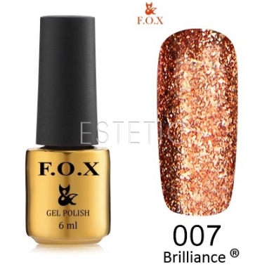 Гель-лак F.O.X Brilliance №007 (мідне золото, блискітки), 6 мл