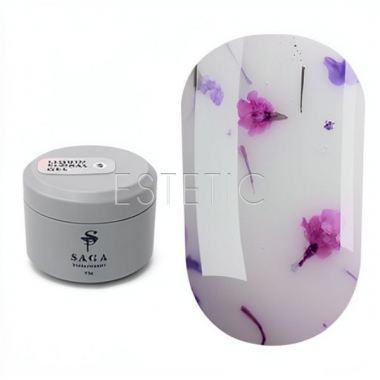 Жидкий гель SAGA Liquid Floral Gel 03 светло-розовый с лиловыми и розовыми сухоцветами, 15 мл