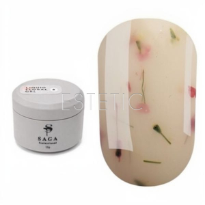 Жидкий гель SAGA Liquid Floral Gel 05 айвори с сухоцветами микс зеленые, белые, розовые, 15 мл
