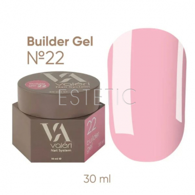 Гель для нарощування Valeri Builder Gel №22 пастельний ніжний рожево-персиковий, 30 мл