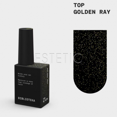 Топ без липкого слоя с УФ-фильтром Biblioteka Golden Ray с теплым золотистым сиянием, 10 мл