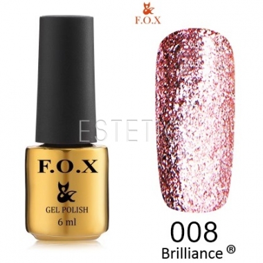 Гель-лак F.O.X Brilliance №008 (розовый фламинго, блестки), 6 мл