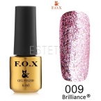 Гель-лак F.O.X Brilliance №009 (рожевий таффі, блискітки), 6 мл