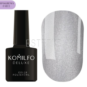 Гель-лак Komilfo Silk Cat Eye 002 хрустальный кошачий глаз, серебристый, мягкий блеск, 8 мл