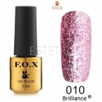 Гель-лак F.O.X Brilliance №010 (рожево-ліловий, блискітки), 6 мл