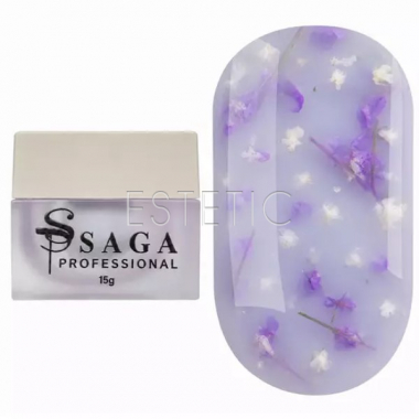 Жидкий гель SAGA Liquid Floral Gel 07 молочный с сиреневыми сухоцветами, 15 мл
