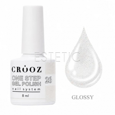 Однофазный гель-лак Crooz One Step Gel Polish 026 полупрозрачный молочный с серебристым шиммером, 8 мл