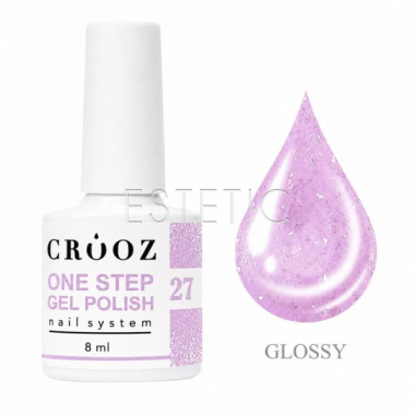 Однофазный гель-лак Crooz One Step Gel Polish 027 нежная лаванда с перламутрово-серебристым сиянием, 8 мл