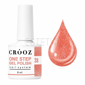 Однофазный гель-лак Crooz One Step Gel Polish 031 пудрово-розовый с жемчужно-серебристым сиянием, 8 мл