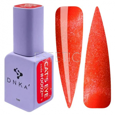 Гель-лак DNKa Gel Polish Cat`s Eye #0002 80`s оранжево-коралловый кошачий глаз, 7 мл