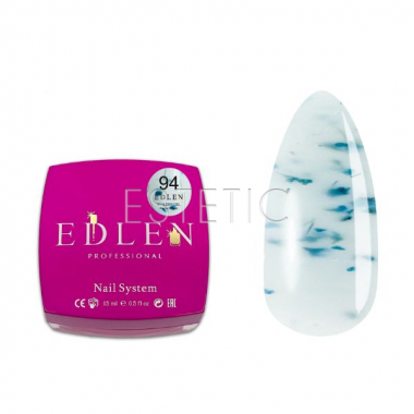 Гель для наращивания Edlen Builder gel №94 Flower yogurt молочно-голубой с синими сухоцветами,15мл