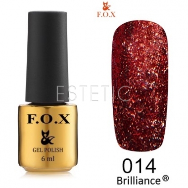 Гель-лак F.O.X Brilliance №014 (насичена бронза, блискітки), 6 мл