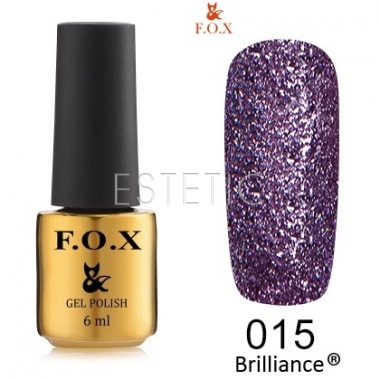 Гель-лак F.O.X Brilliance №015 (лавандовий, блискітки), 6 мл