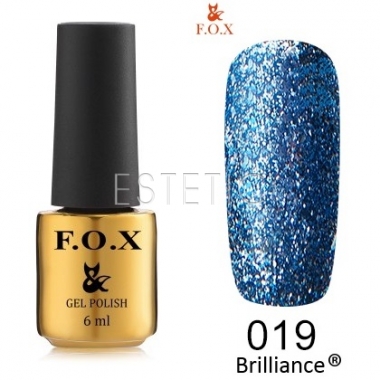 Гель-лак F.O.X Brilliance №019 (синий, блестки), 6 мл