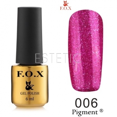 Гель-лак F.O.X Pigment №006 (темно-малиновый с мелкими серебристыми блестками), 6 мл