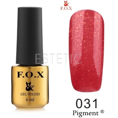 Гель-лак F.O.X Pigment №031 (темно-червоний з червоно-золотими блискітками), 6 мл
