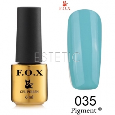 Гель-лак F.O.X Pigment №035 (блакитна бірюза, емаль), 6 мл