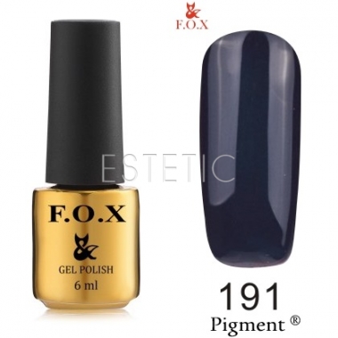 Гель-лак F.O.X Pigment №191 (темный, серо-синий, с шиммером), 6 мл