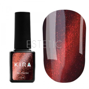 Гель-лак Kira Nails Cat Eye №004 (бордово-коричневий, магнітний), 6 мл