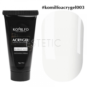 Акрил-гель Komilfo Acryl Gel №003 Bright White (ярко-белый), 30 г