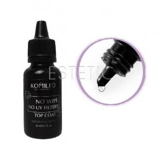 Komilfo No Wipe No UV-filters Top Coat - закрепитель для гель-лака БЕЗ липкого слоя, БЕЗ УФ-фильтров, 30 мл