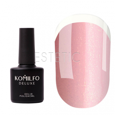 Komilfo KC Glitter French Rubber Base №KC001 - Каучукова френч-база (світло-рожевий з золотим мікроблиском),  8 мл