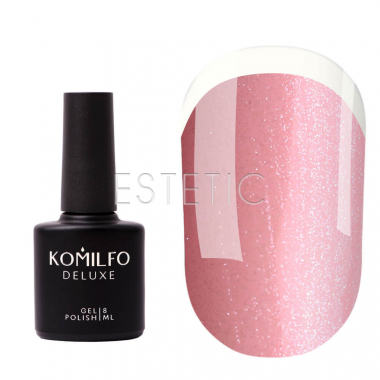 Komilfo KC Glitter French Rubber Base №KC002 - Каучуковая френч-база (светло-розовый с серебряным микроблеском),  8 мл