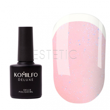 Komilfo KC Glitter French Rubber Base №KC003 - Каучукова френч-база (світло-рожевий з блакитним мікроблиском),  8 мл