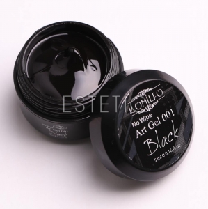 Komilfo No Wipe Art Gel Black 001 - Арт-гель БЕЗ липкого слоя (черный), 5 мл